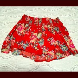 Roxy Juniors Red Flower Skirt